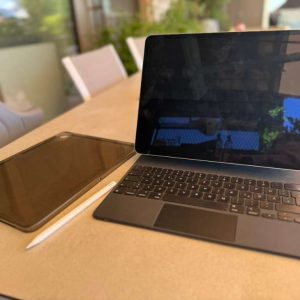 iPad Pro 4th generation including Magic Keypad, Apple Pencil and protective case.