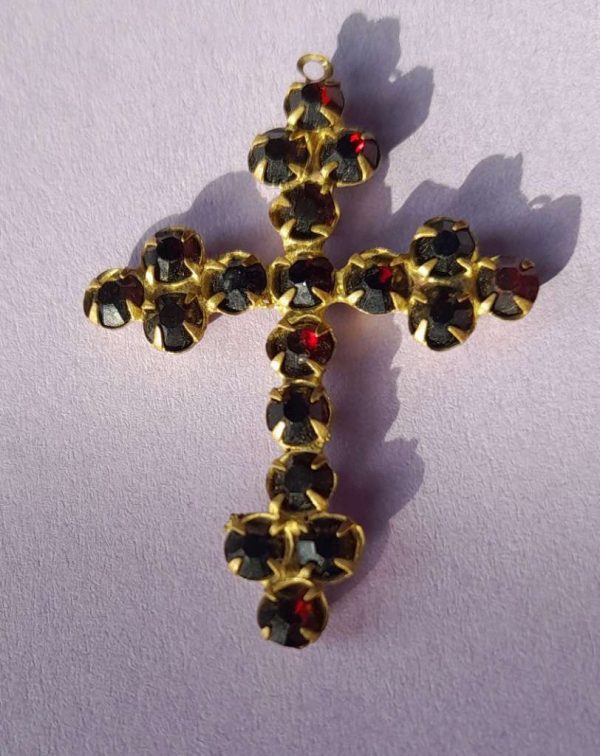 Antique cross pendant with Bohemian garnets