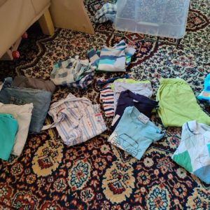 Boys clothing package size 74/80 short and long trousers and T-shirts to give away